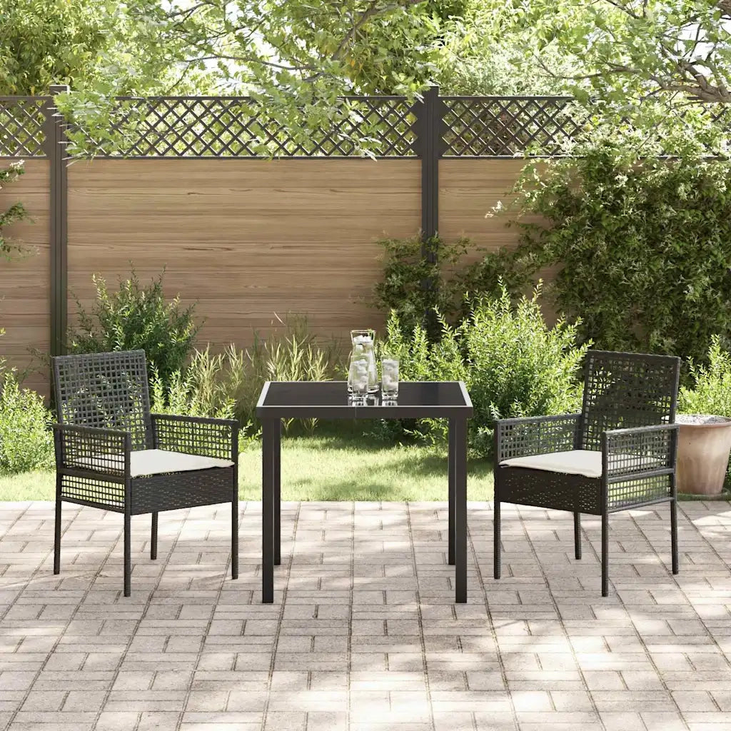 Sedia da Giardino 2 pcs Nero 55 x 53 x 85 cm polyrattan 42003445