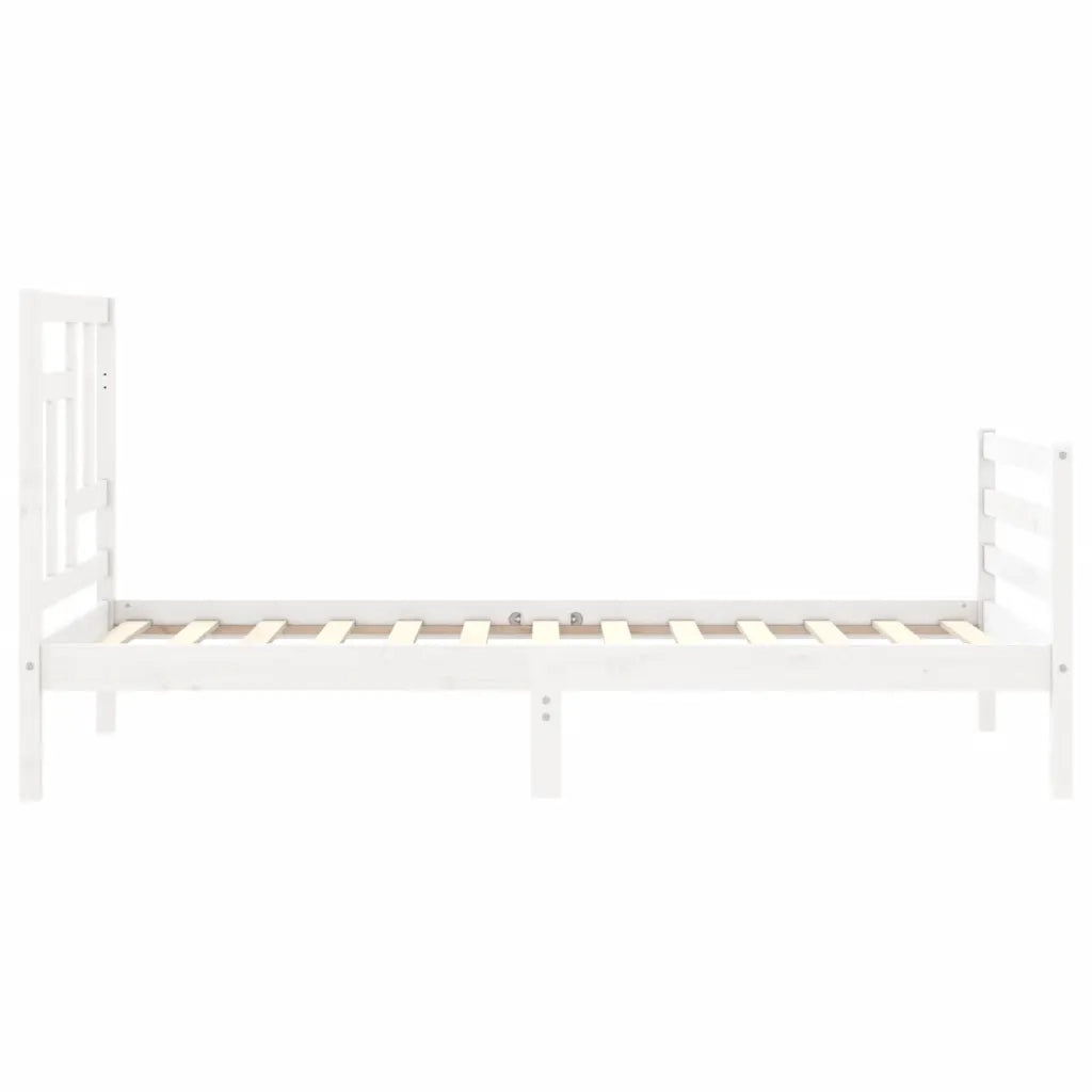 Giroletto con Testiera-Struttura Letto con testiera Bianco Single in Legno Massello 588154