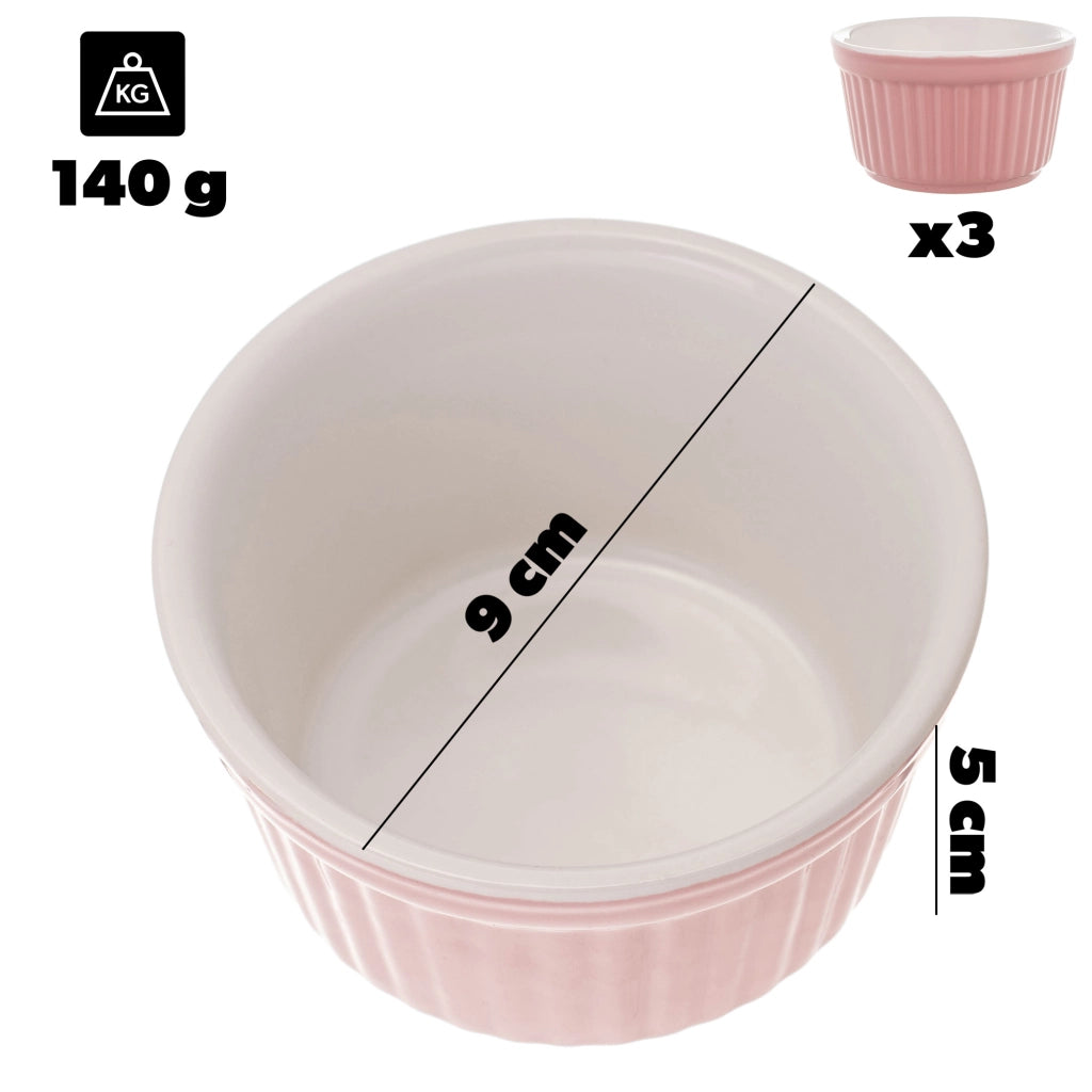 KADAX Set di 3 ciotole da forno per zuppiere, resistenti al forno, diametro 9 cm, capacità 150 ml.