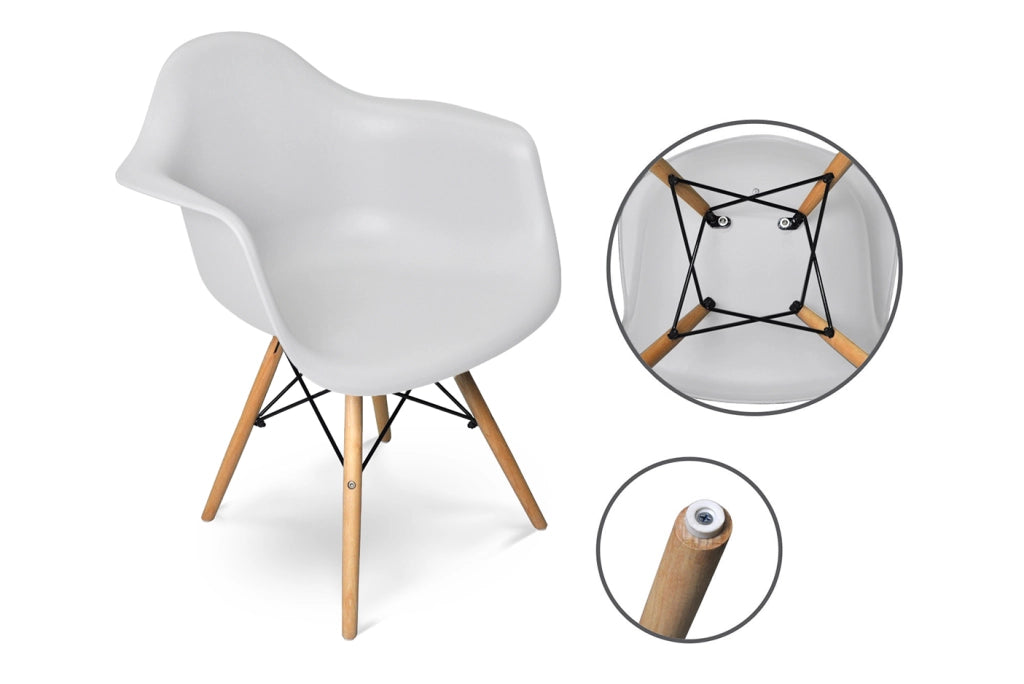 Sedia in plastica grigia, poltrona con piedi in legno (2 pz) - SD01DAPL