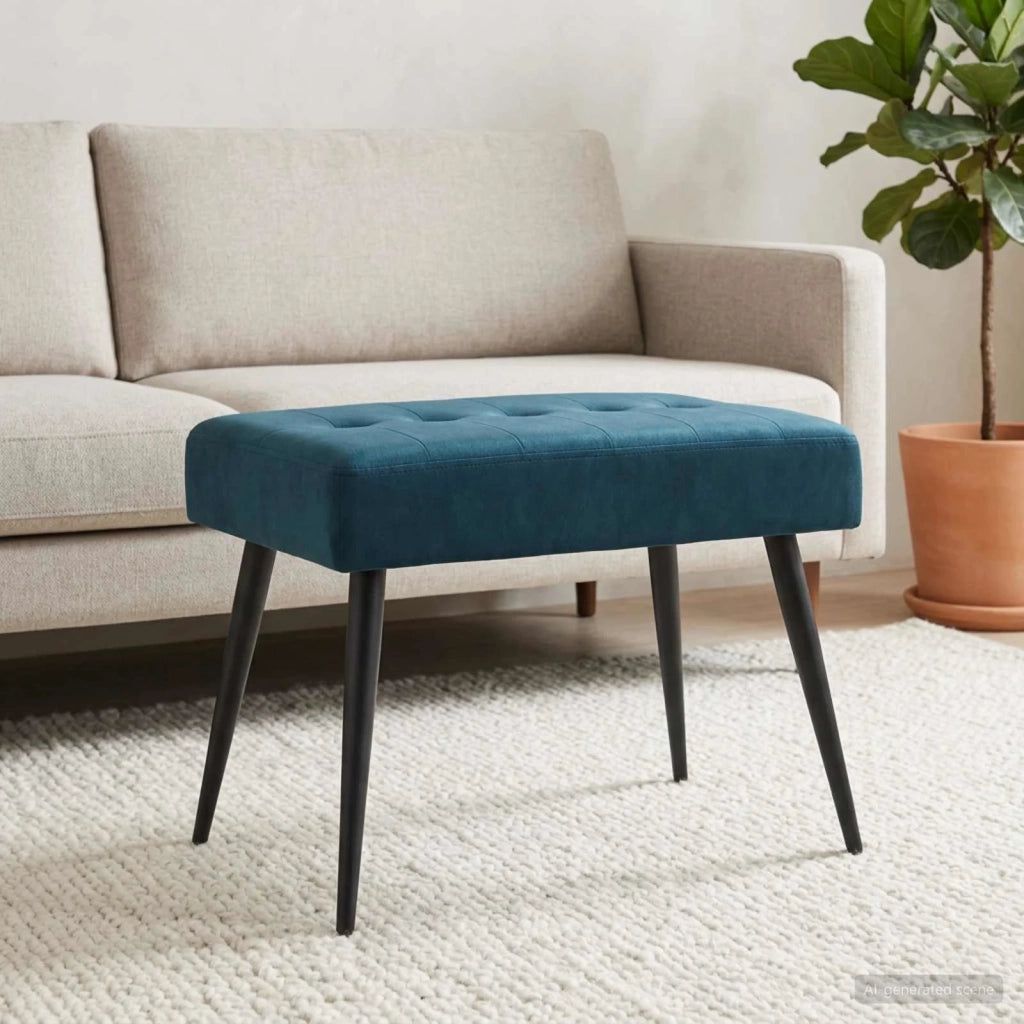 Panchina con bottoni imbottiti Blu 60 x 40 x 45 cm Velluto 42038510