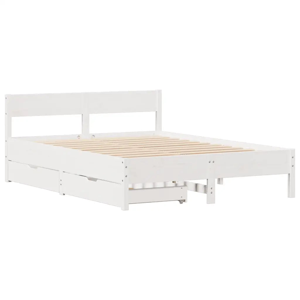 Letto senza Materasso Bianco 140x200 cm Legno Massello di Pino