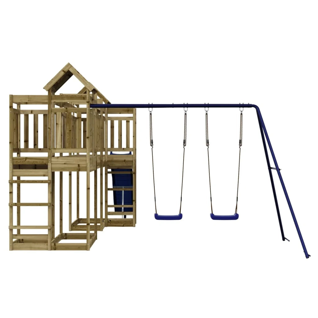 Altalene per parco giochi all'aperto scivolo altalene robuste giochi da giardino 362 x 585 x 238 cm legno di pino impregnato 02_0004869