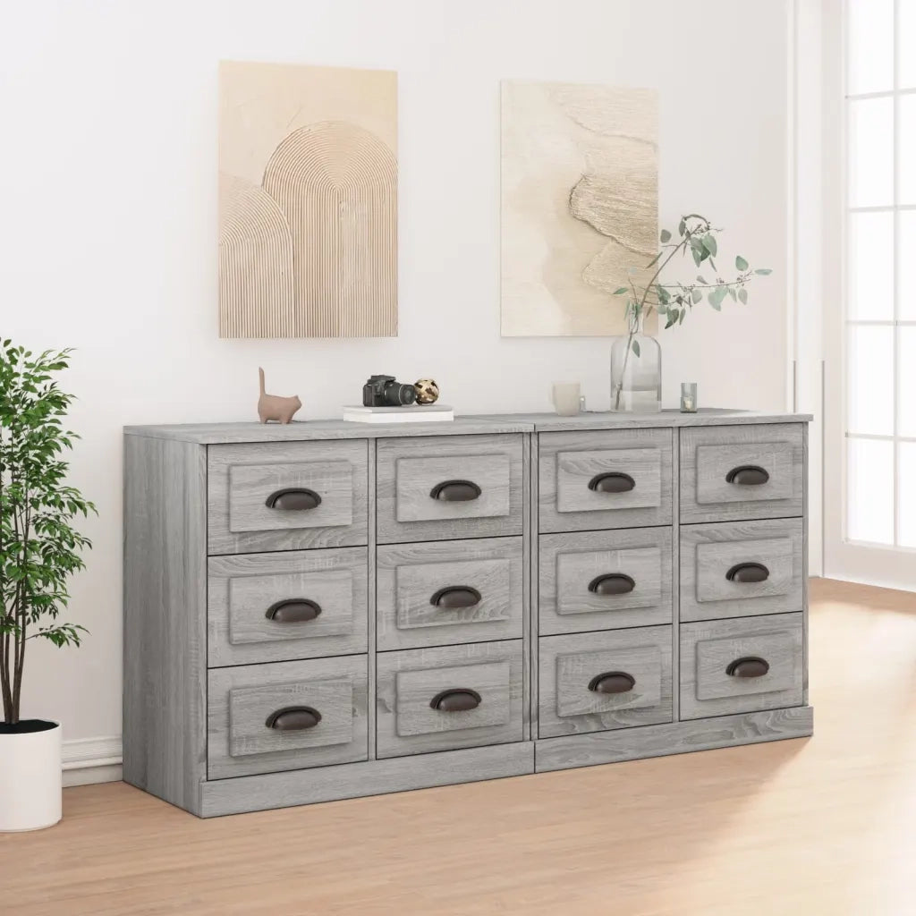 Credenze 2 pz | Madia | Buffet da pranzo | Armadio da pranzo Grigio Sonoma in Legno Multistrato