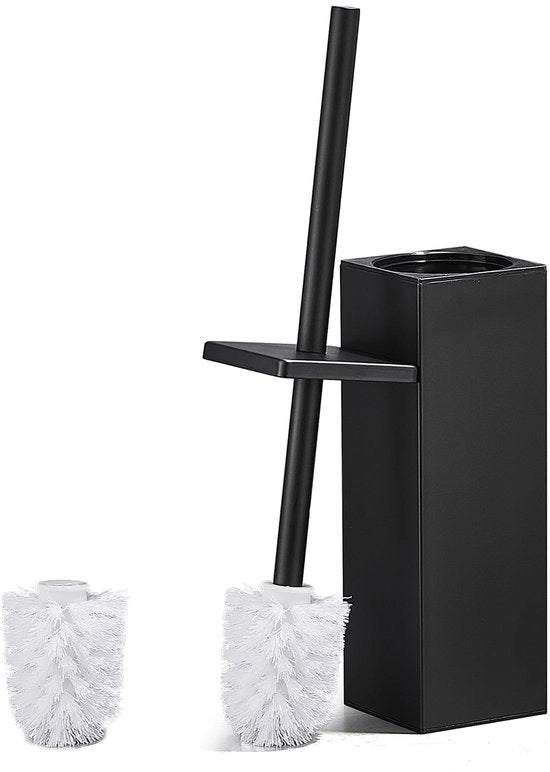 Set di Spazzolini per il Water, Spazzolino per il Water con Supporto & Spatola Inclusa, Set di Spazzolini per il Water Libero con 1 Cappuccio di Ricambio 8 x 8 x 42,5 cm, Nero