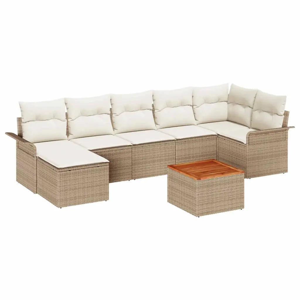 Set Divano da Giardino 8 pcs Beige e Crema polyrattan 3356027