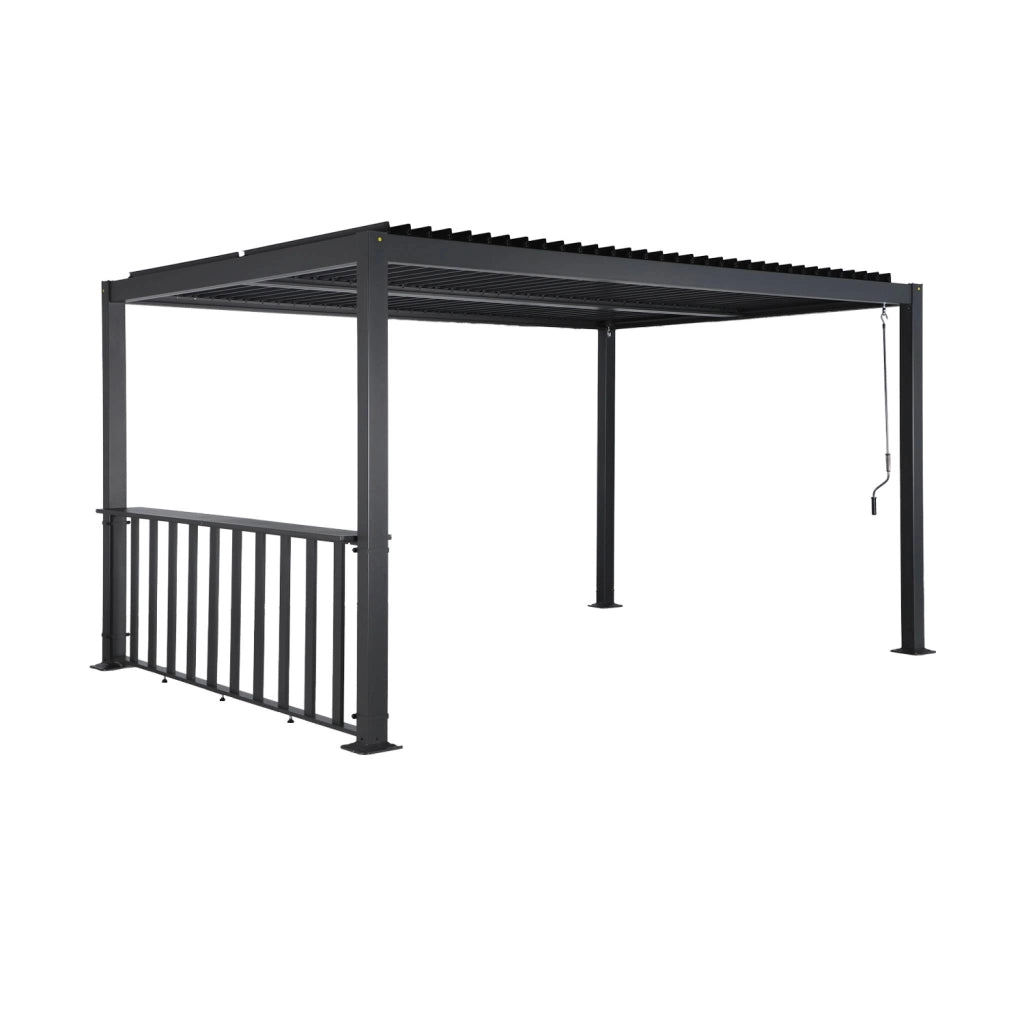 Pergola bioclimatica  3x4m in alluminio e acciaio + bar 3m, antracite