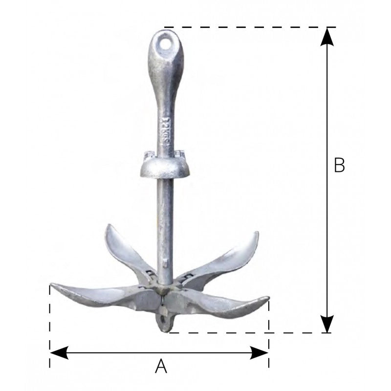 ANCORA OMBRELLO KG.1,5 GALVANISED GRAPNEL ANCHOR KG 1,5