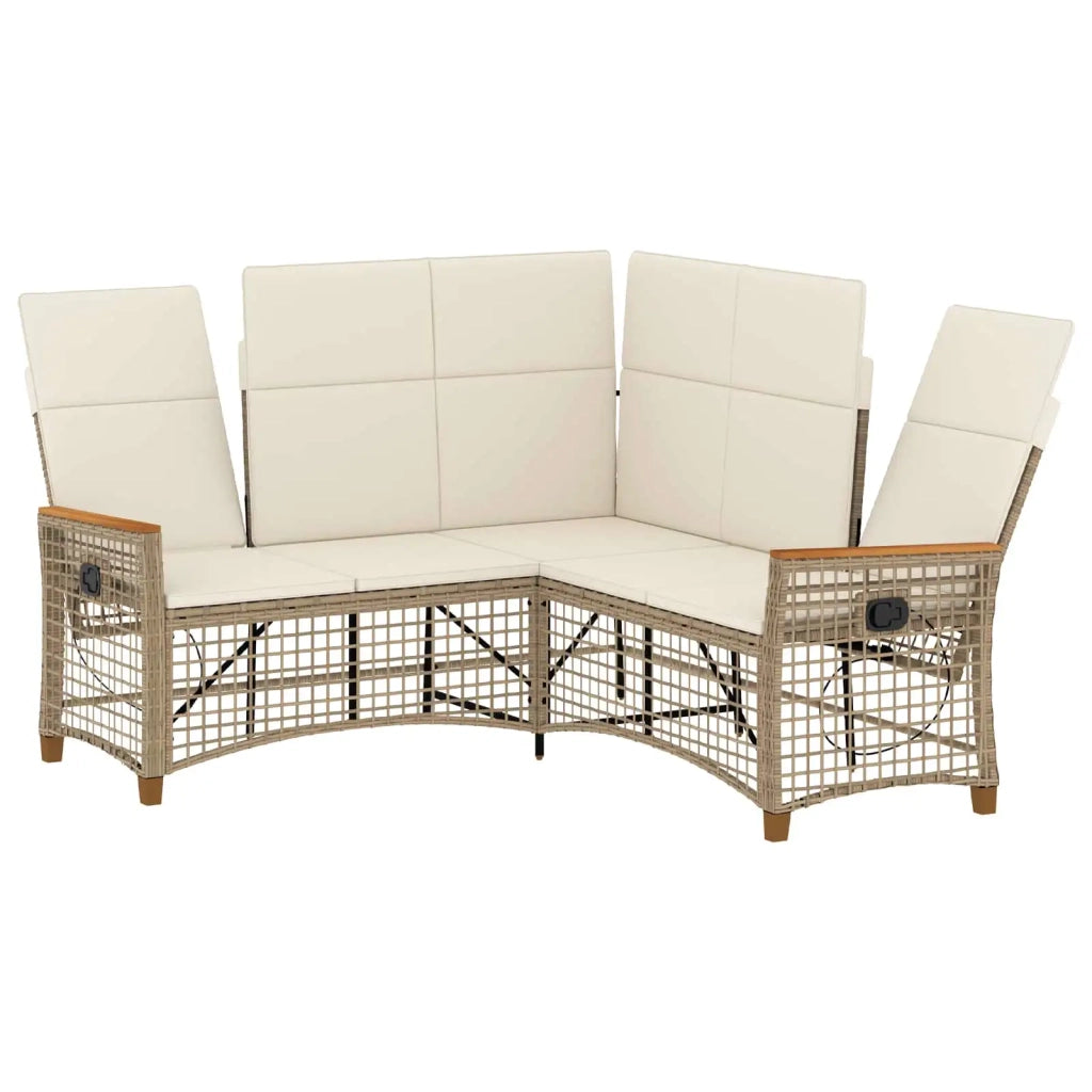 Set di Divani Recliner da Giardino Beige e Bianco Crema