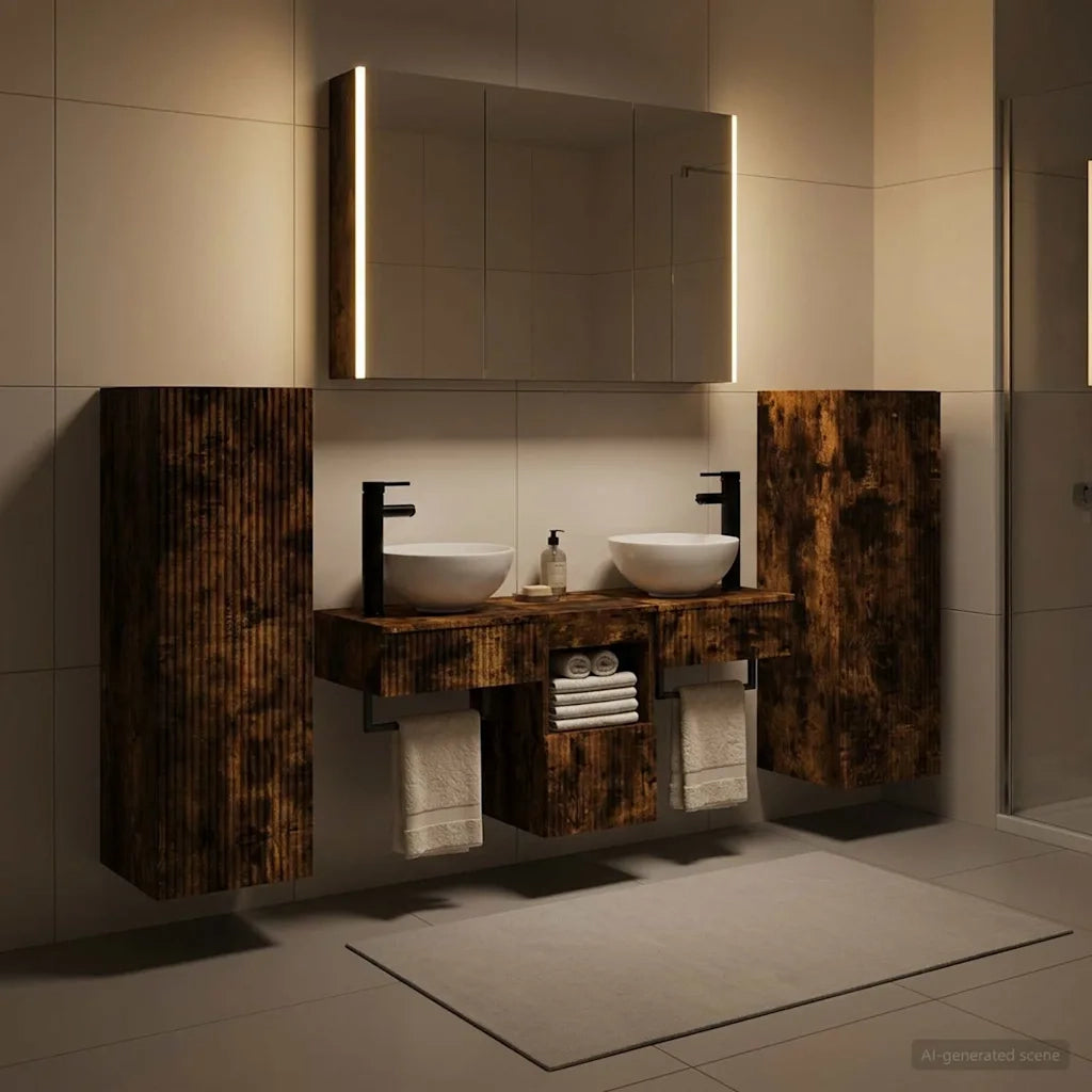 Set di mobili per il bagno 6 pcs Rovere Fumo 3407123
