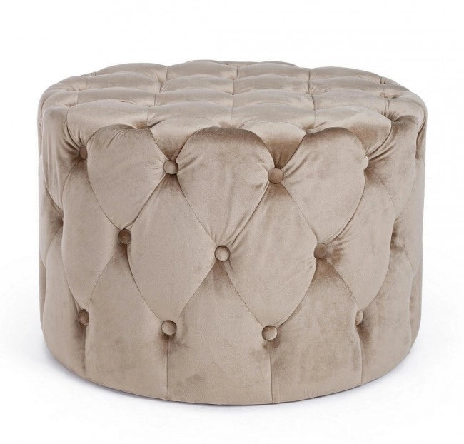 Pouf in Velluto Tortora Moderno da Interni - LEWIS