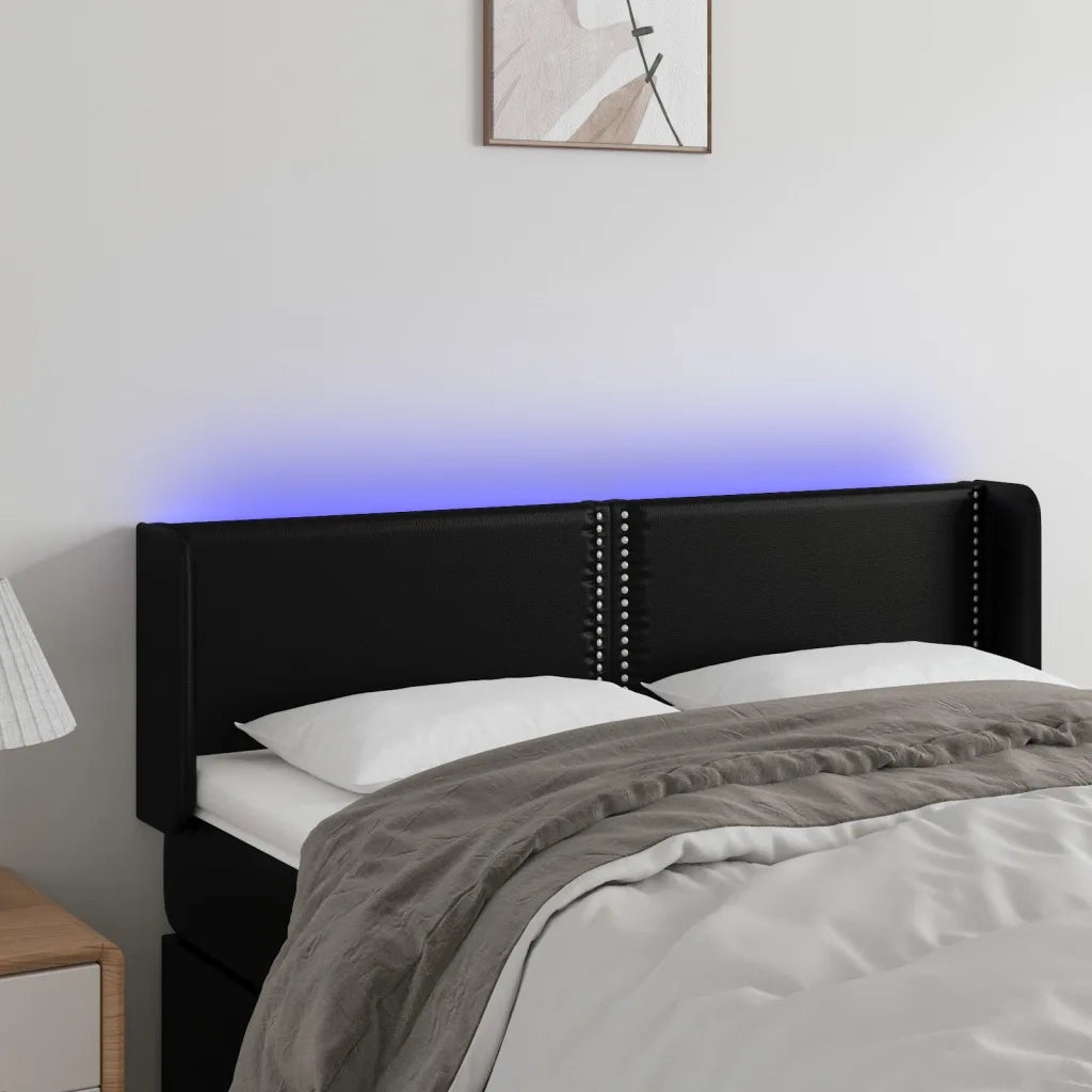 Testiera a LED-Testata con LED Nera 147x16x78/88 cm in Similpelle 166367