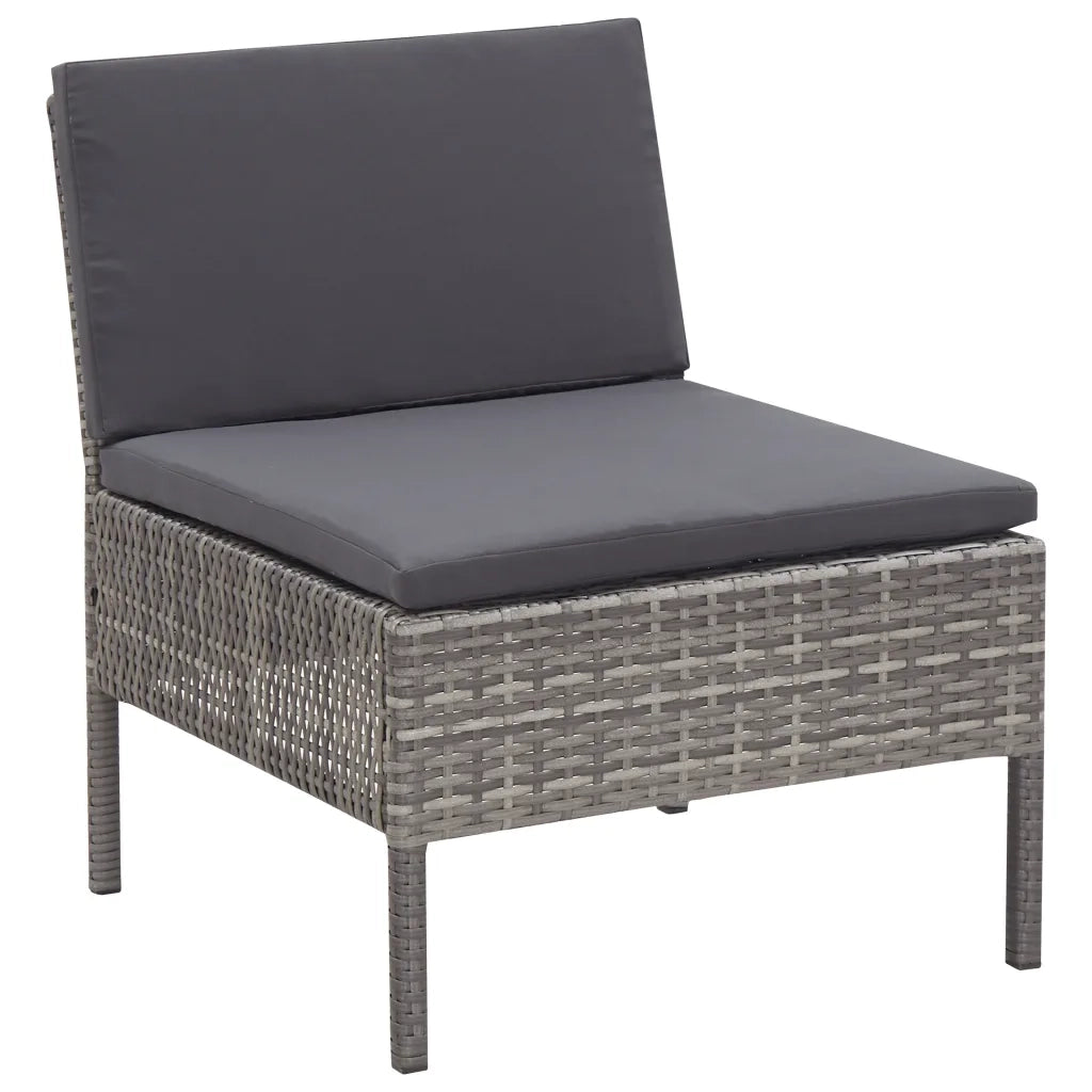 Set Divani da Giardino 3 pz con Cuscini in Polyrattan Grigio cod mxl 44255