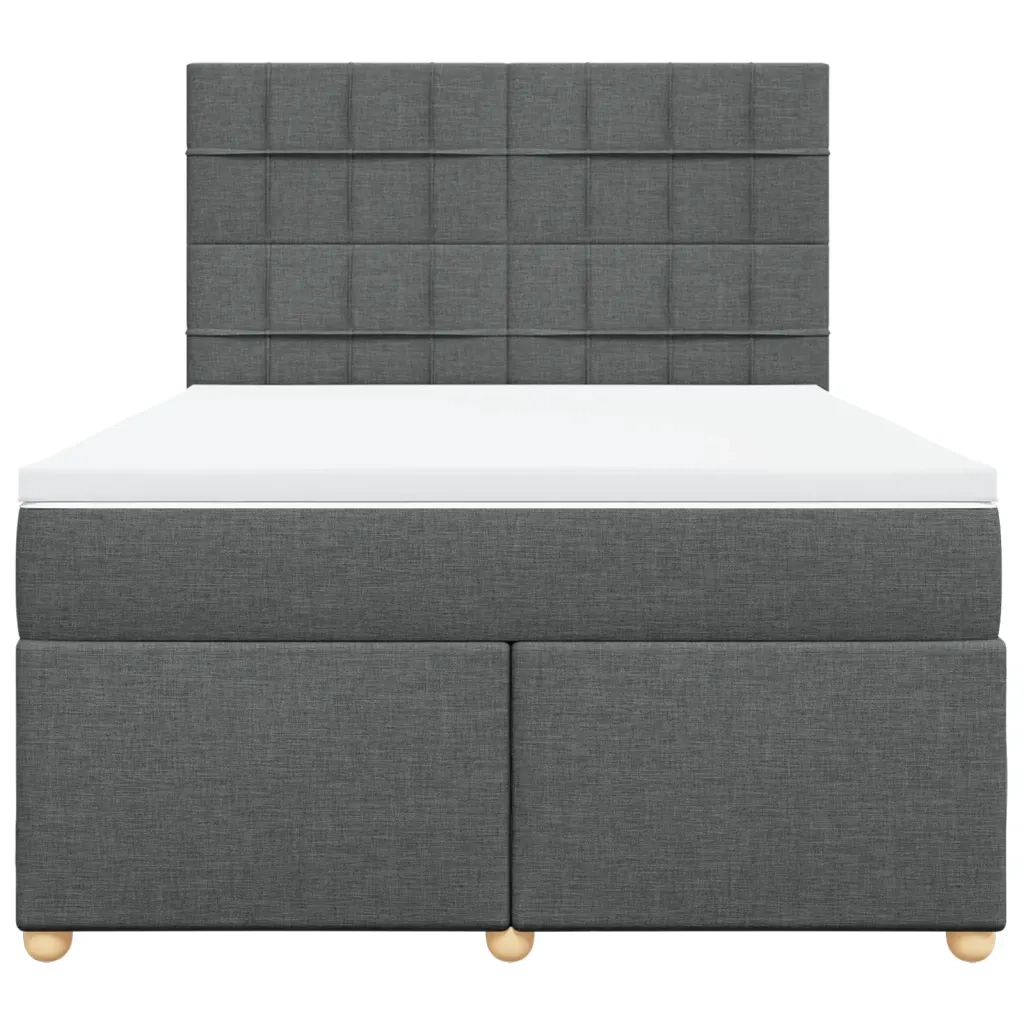 Giroletto a Molle con Materasso Grigio Scuro 140x190 cm Tessuto