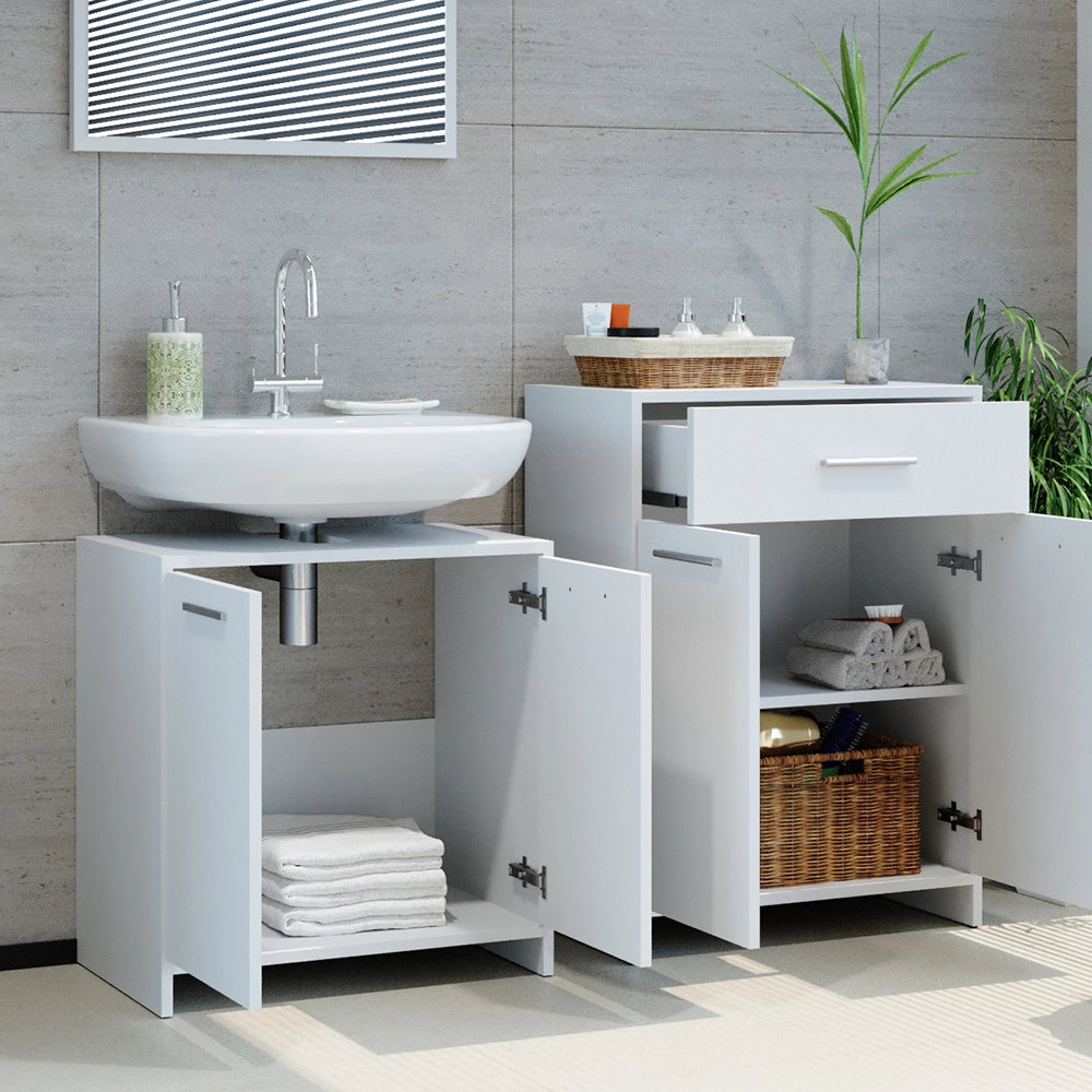 Vicco Set mobili bagno Bianco 4 parti, con armadio alto e cassettiera