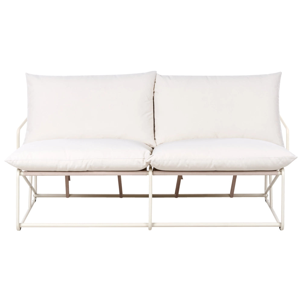 Divano basso oversize in metallo con cuscini schienale e seduta Arredamento da interno ed esterno senza braccioli da giardino beige chiaro