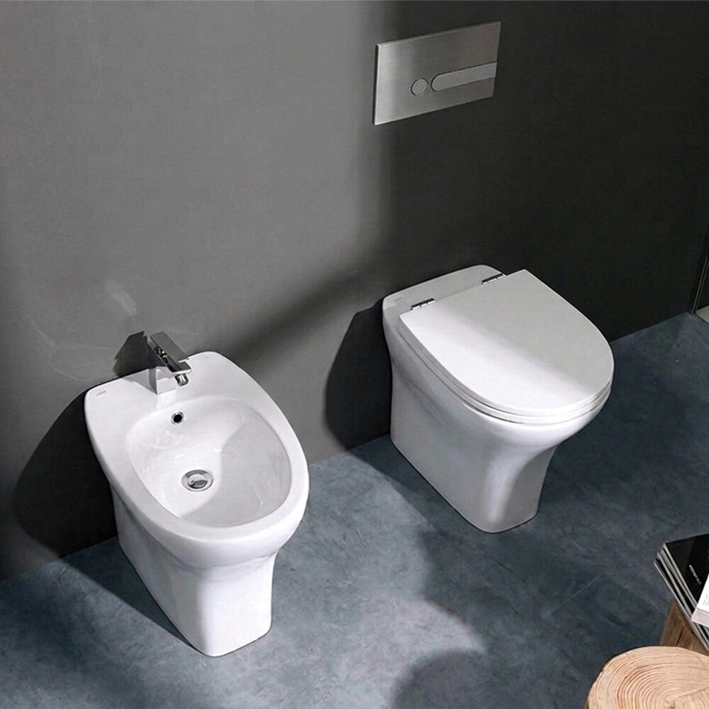 Set sanitari in ceramica bianco h 47  con sedile e bidet Evolution Sanitosco