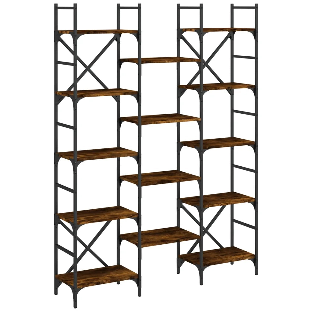 Libreria Rovere Fumo 127,5x28,5x172,5 cm in Legno Multistrato 838870