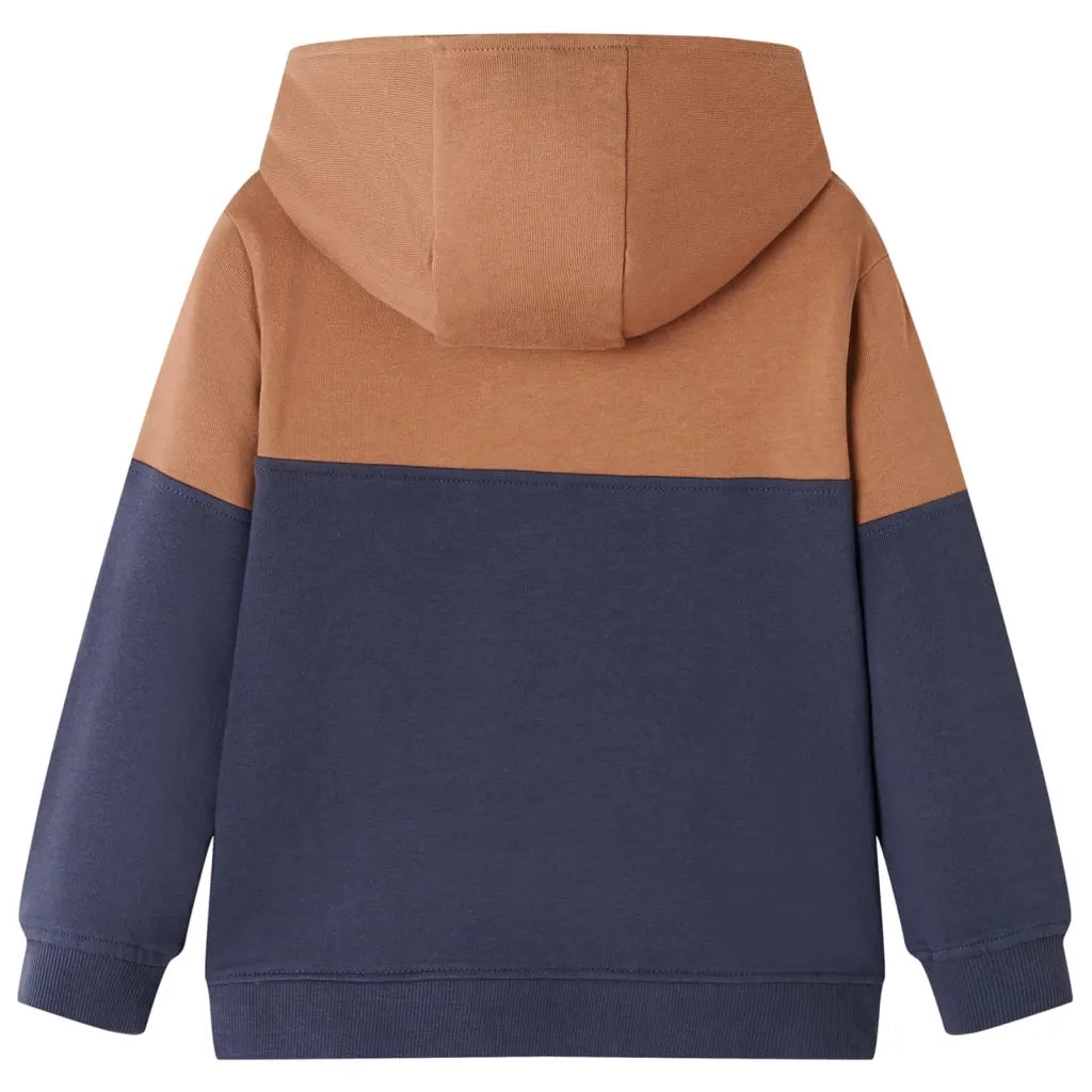 Felpa con Cappuccio e Mezza Cerniera per Bambini Antracite e Cognac 92 13474