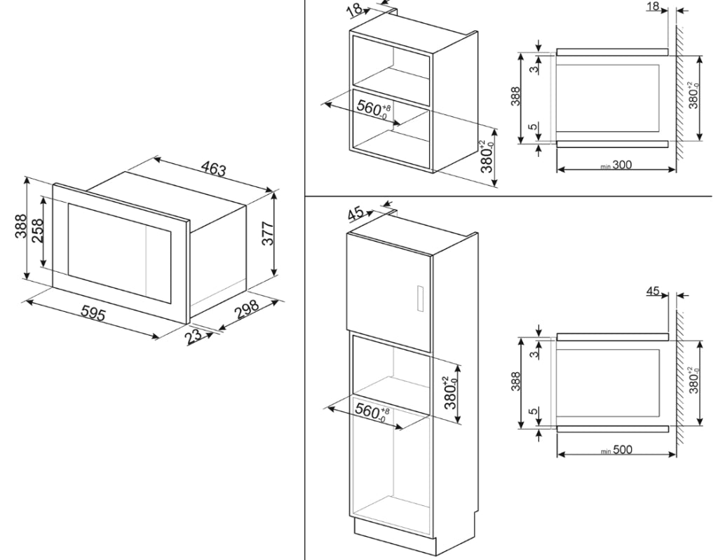 Smeg fmi017x forno a microonde da incasso, estetica universale, inox, 17 litri