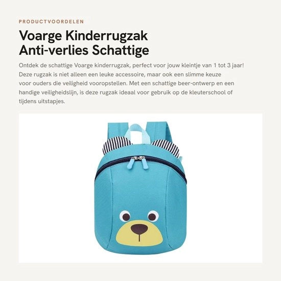 Borsa per bambini Anti-perdita - Carrozzino divertente - Cinture regolabili - Cinturino di sicurezza - Tessuto Oxford - Adatto per bambini da 1 a 3 anni - Borsa per bambini da 1 anno