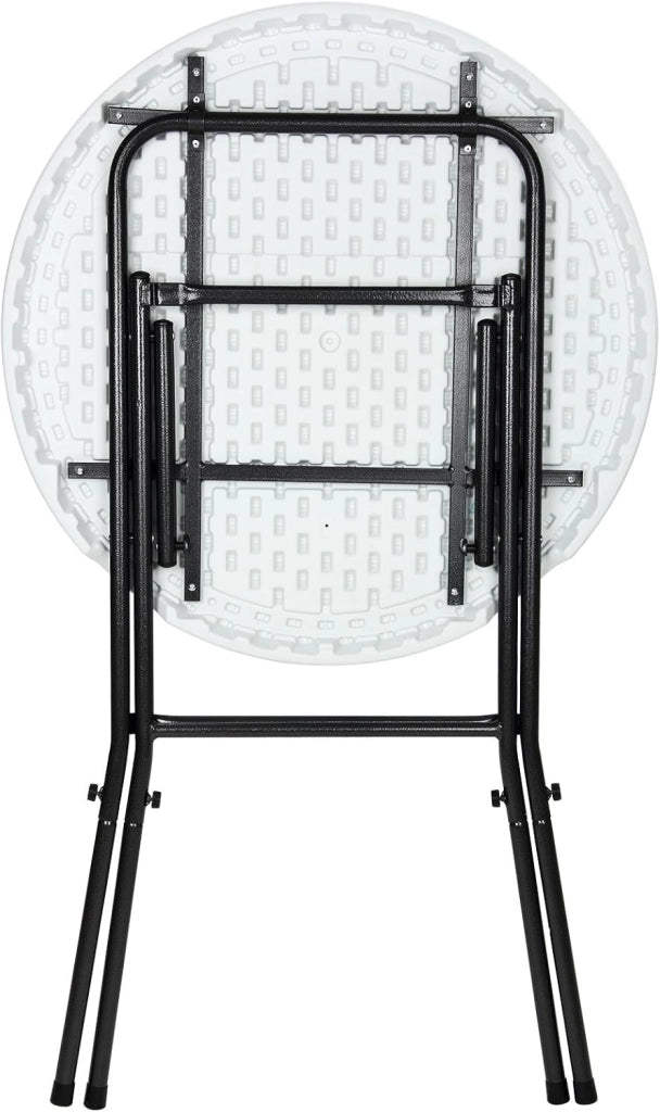 ® Tavolo da Bar Ø 72 cm Tavolino Rotondo Pieghevole da Giardino per Feste Altezza 110 cm in Metallo Bianco