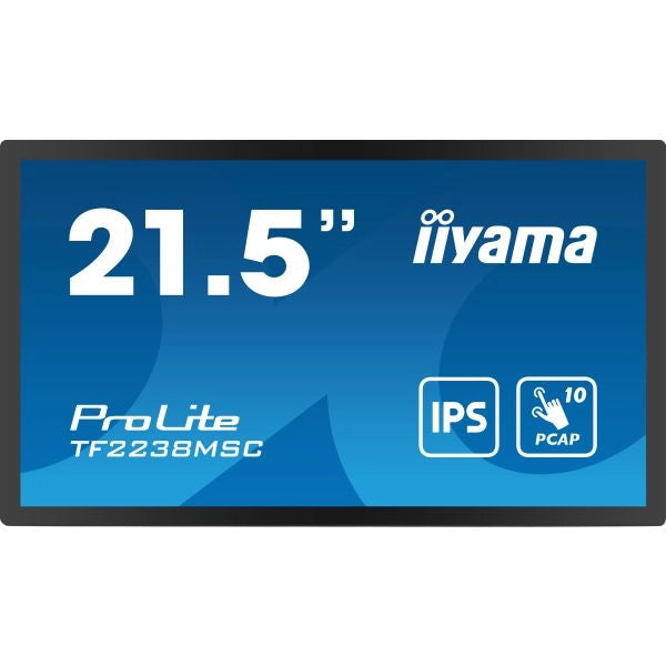 Iiyama tf2238msc-b1 visualizzatore di messaggi pannello a digitale 55,9 cm (22") led 600 cd/m² full hd nero touch screen