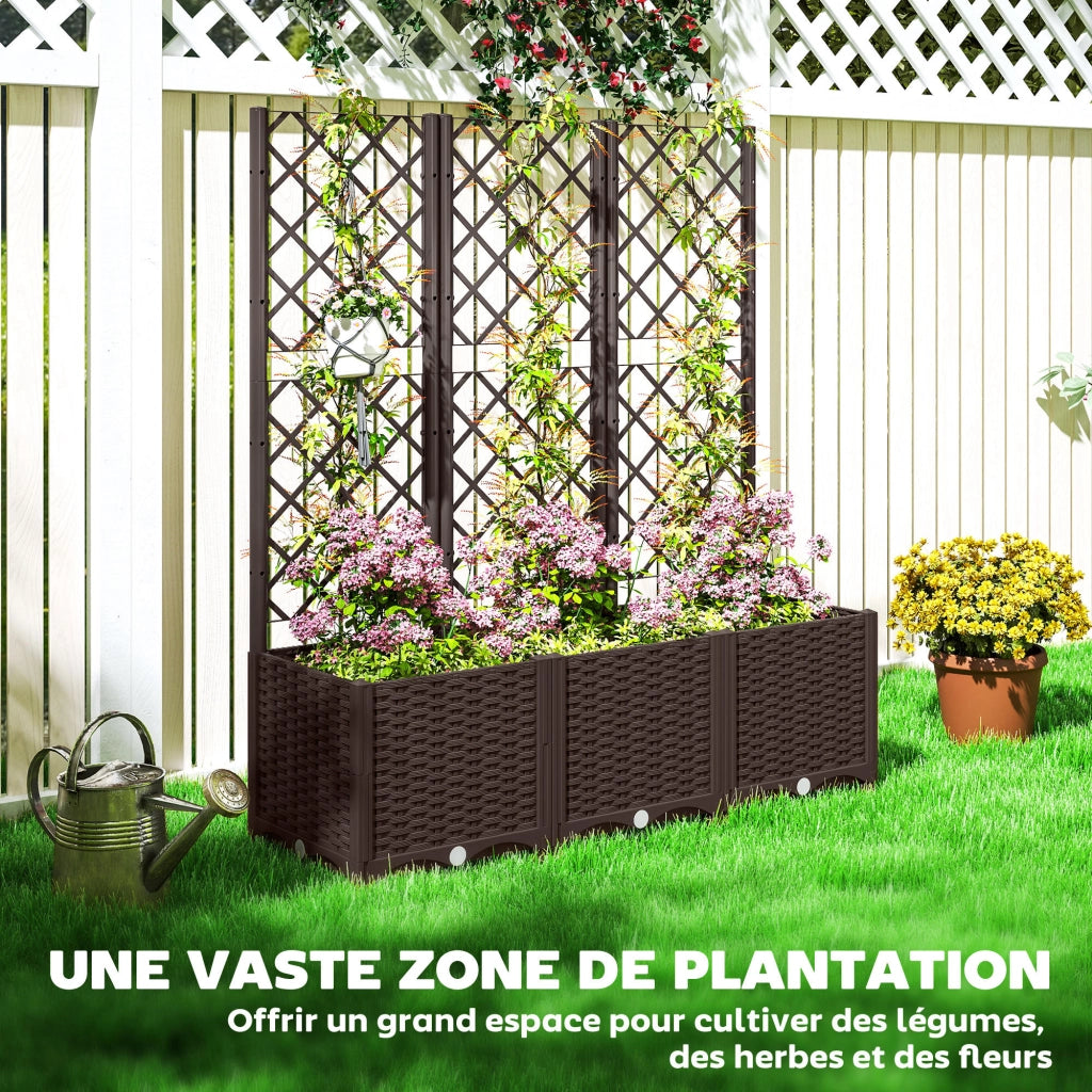 Letto da giardino sopraelevato con fioriera ¨C zephmum ¨C marrone 120x40x135 cm