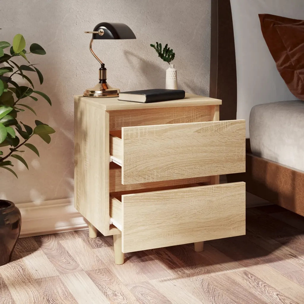 Comodino con Gambe in Pino Massello Rovere Sonoma 40x35x50 cm 805857