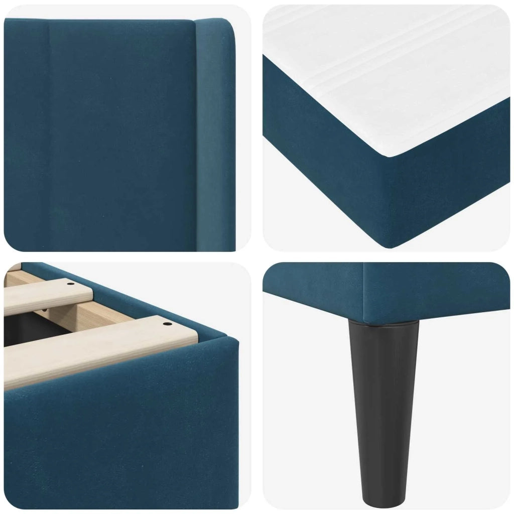 Struttura letto con materasso-Giroletto Blu 80 x 200 cm Velluto 129858