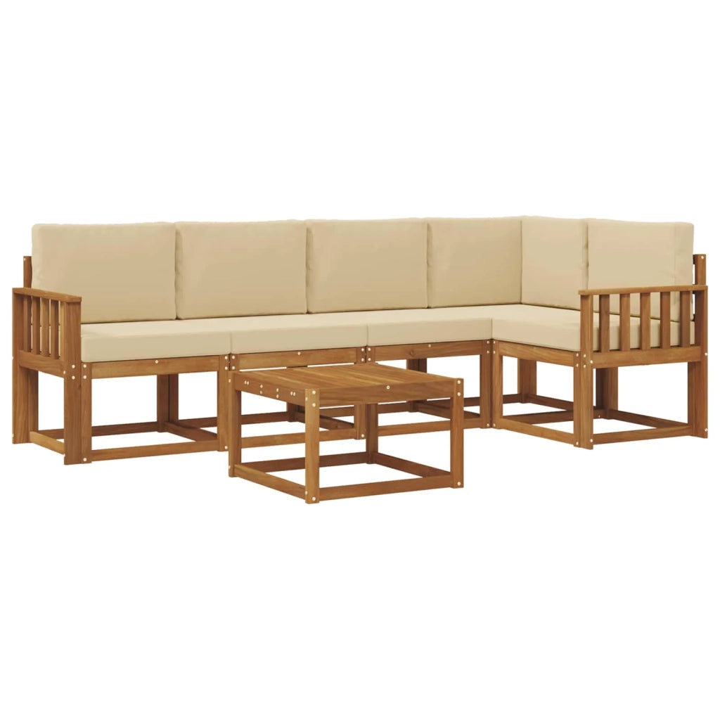 Set di divani da esterno con cuscino 6 pcs Naturale e Beige 3366426