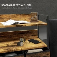 Cassettiera 7 Cassetti Rimovibili con 2 Ripiani Industriale in Legno e Acciaio, 79x29x101 cm, Marrone e Nero