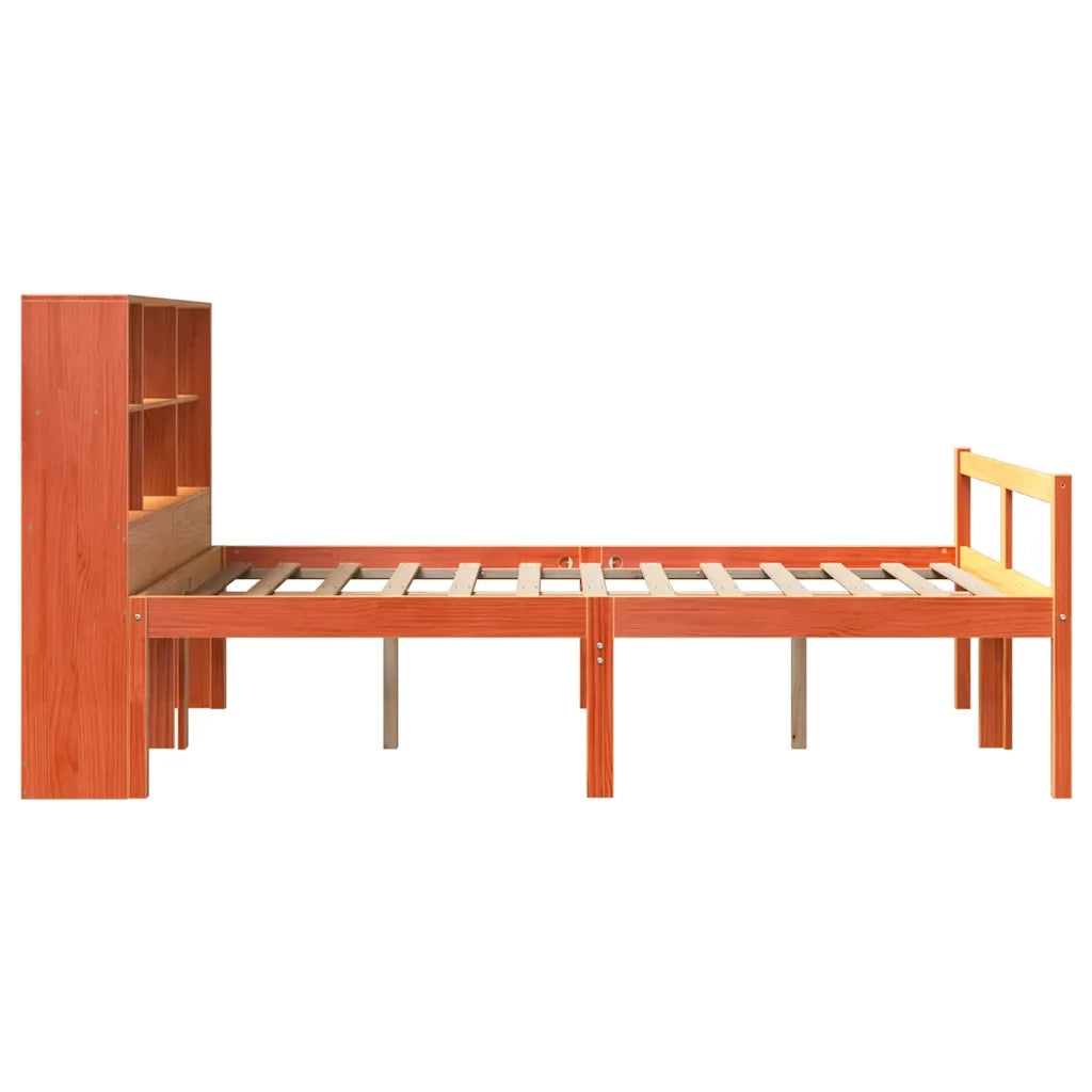 vidaXL Letto Libreria senza Materasso Marrone Cera 120x190 cm Legno