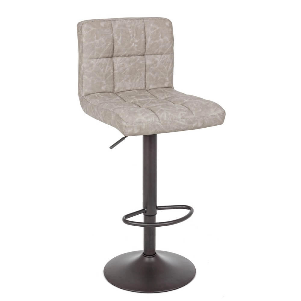 Set di 2 Sgabelli da Bar Regolabili in Similpelle Vintage Trapuntata - BLACKCOFFEE