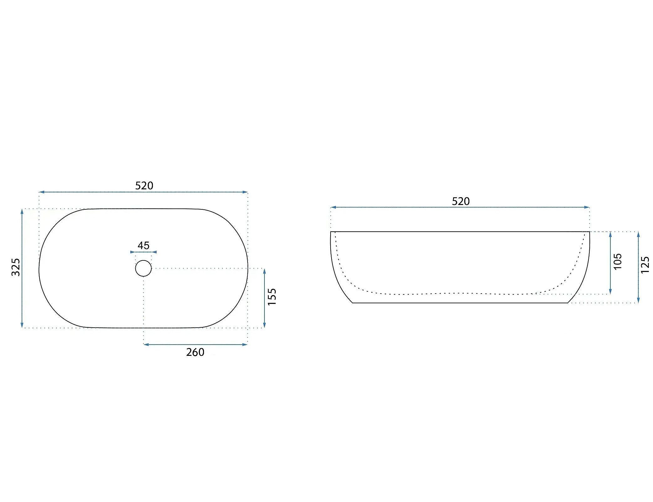 Lavabo Da Appoggio Rea Amelia 52