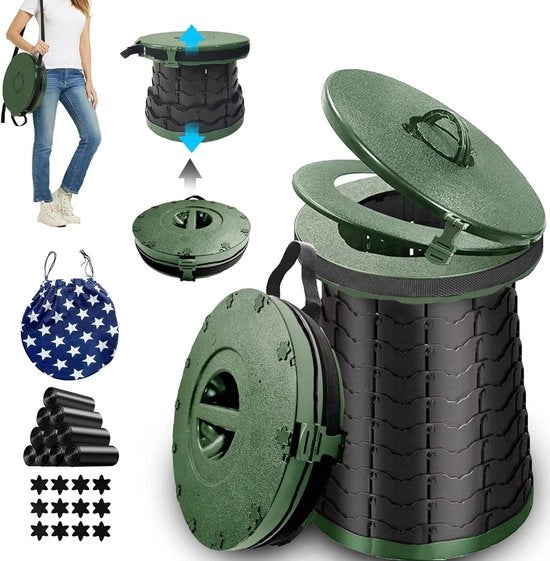 Toilet da Campeggio Compattibile - Diametro 40cm - Altezza 8-50cm - Toilet da Campeggio da Tavola per Feste Giardino - Toilet Seco - Massimo Carico 400kg