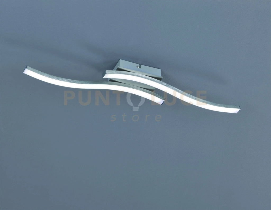 ROUTE PLAFONIERA LED 10W 1000lm, 3000K 2 BACCHETTE ONDULATE ACCIAIO SATINATO L. 56CM