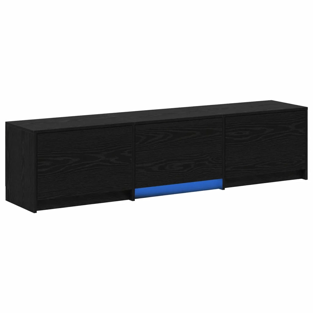 Mobile TV con LED con strisce LED Rovere Nero 165 x 34 x 40 cm 3418721