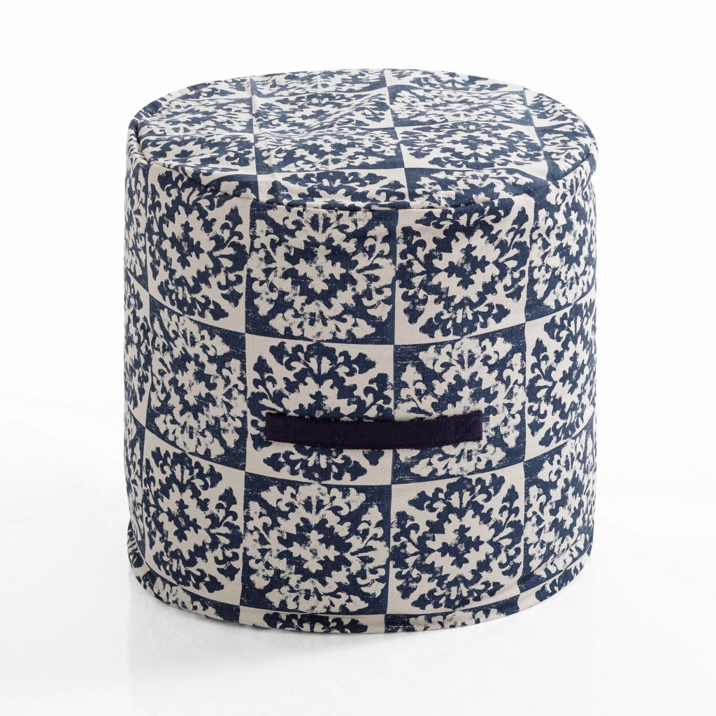 Pouf rotondo in cotone  a fantasia non sfoderabile