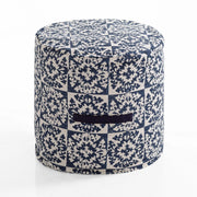 Pouf rotondo in cotone  a fantasia non sfoderabile