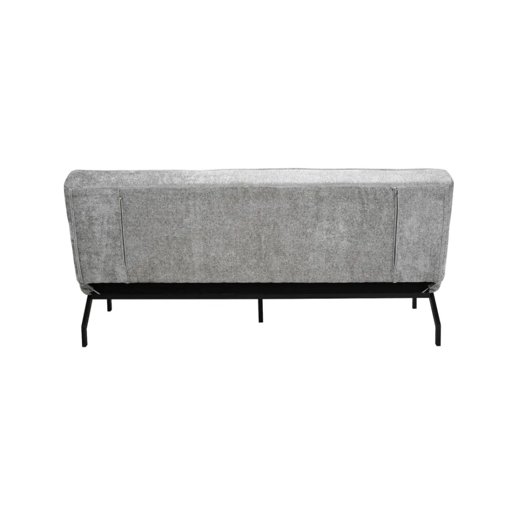 Divano letto CALMORA – Tessuto grigio – Materasso integrato – Struttura in legno – Design compatto ed elegante
