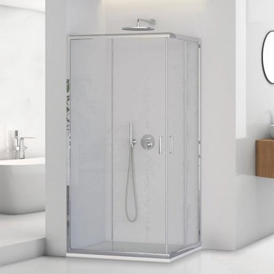 Box doccia angolare 80x80 cm doppio scorrevole vetro trasparente  Tay
