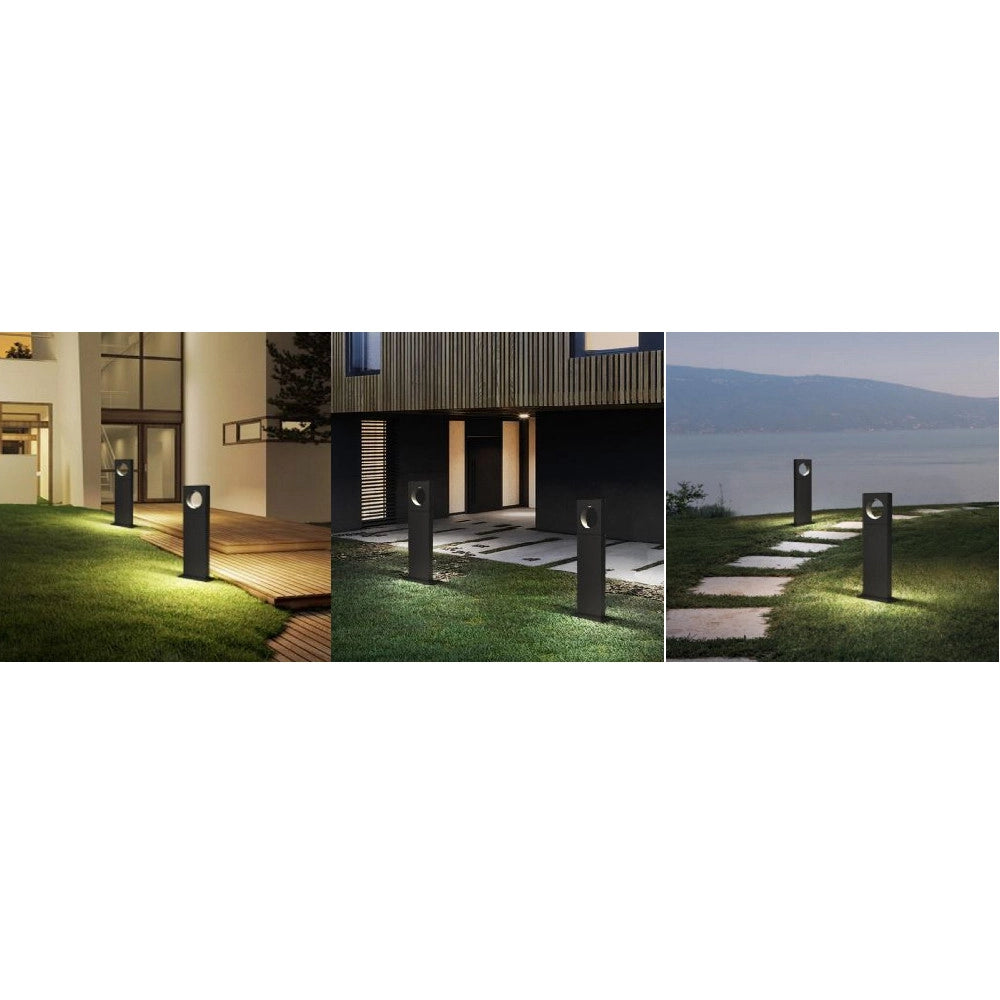 Trade Shop - Lampada Palo Da Giardino A Led Cerchio 50 Cm 12 W Nero Luce 6500k 4000k 3000k Es60 - -bianco Caldo      -