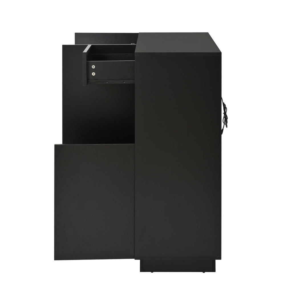 Mobile Scarpiera con 1 Cassetto; Ripiani Regolabili e LED 16 Colori; Stile Moderno; in Pannelli; Nero/Naturale; 105??39;5??100;5 cm