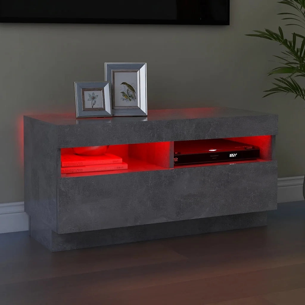 Mobile Porta TV con Luci LED Grigio Cemento 80x35x40 cm 804449