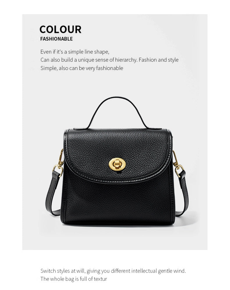 Borsa a tracolla da donna in vera pelle, borsa a mano casual, borsa tote nera.