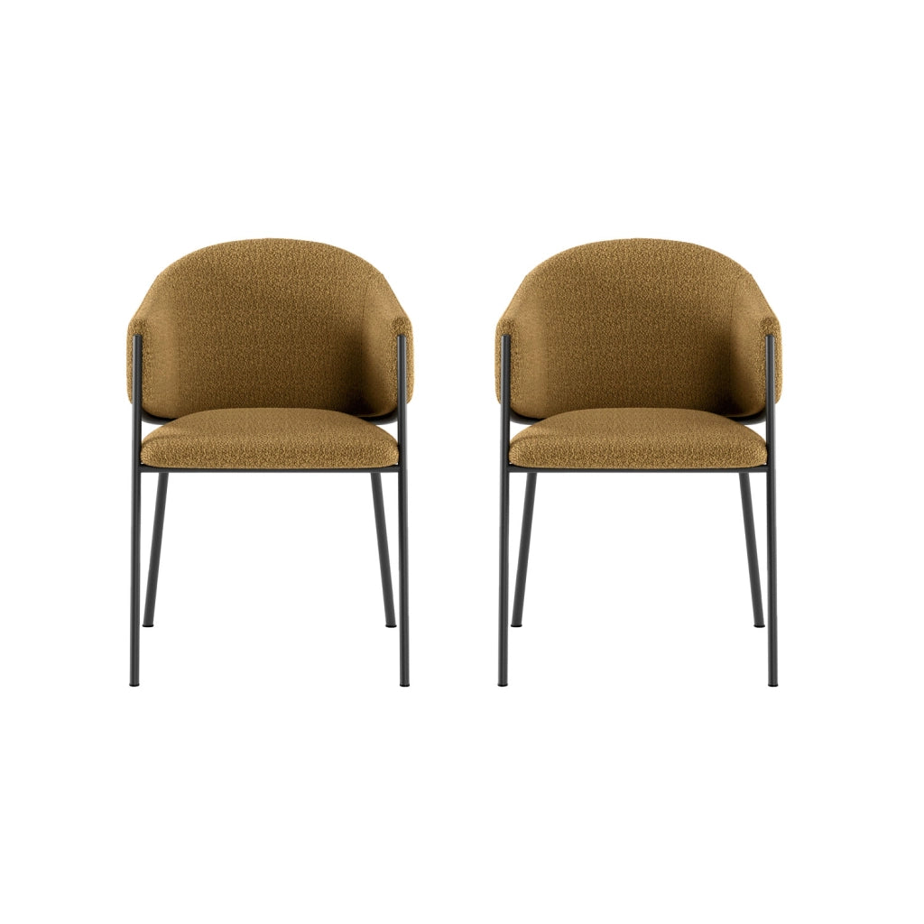 Set 2 Sedie Medea 53x60x78 cm in Tessuto Easy-Clean Bouclé Ocra
