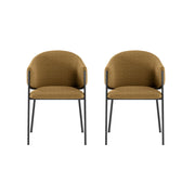 Set 2 Sedie Medea 53x60x78 cm in Tessuto Easy-Clean Bouclé Ocra