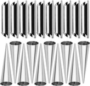 Forme per cannoli in acciaio inossidabile - 20 pezzi - Mould per cannoli - Conica - Forme tubolari - Durissime - Superficie antiscivente - Forme per cannoli