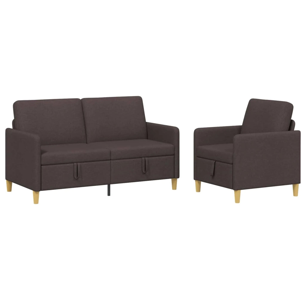 Set di Divani con Storage 2 pcs Marrone Scuro Poliestere 3429180